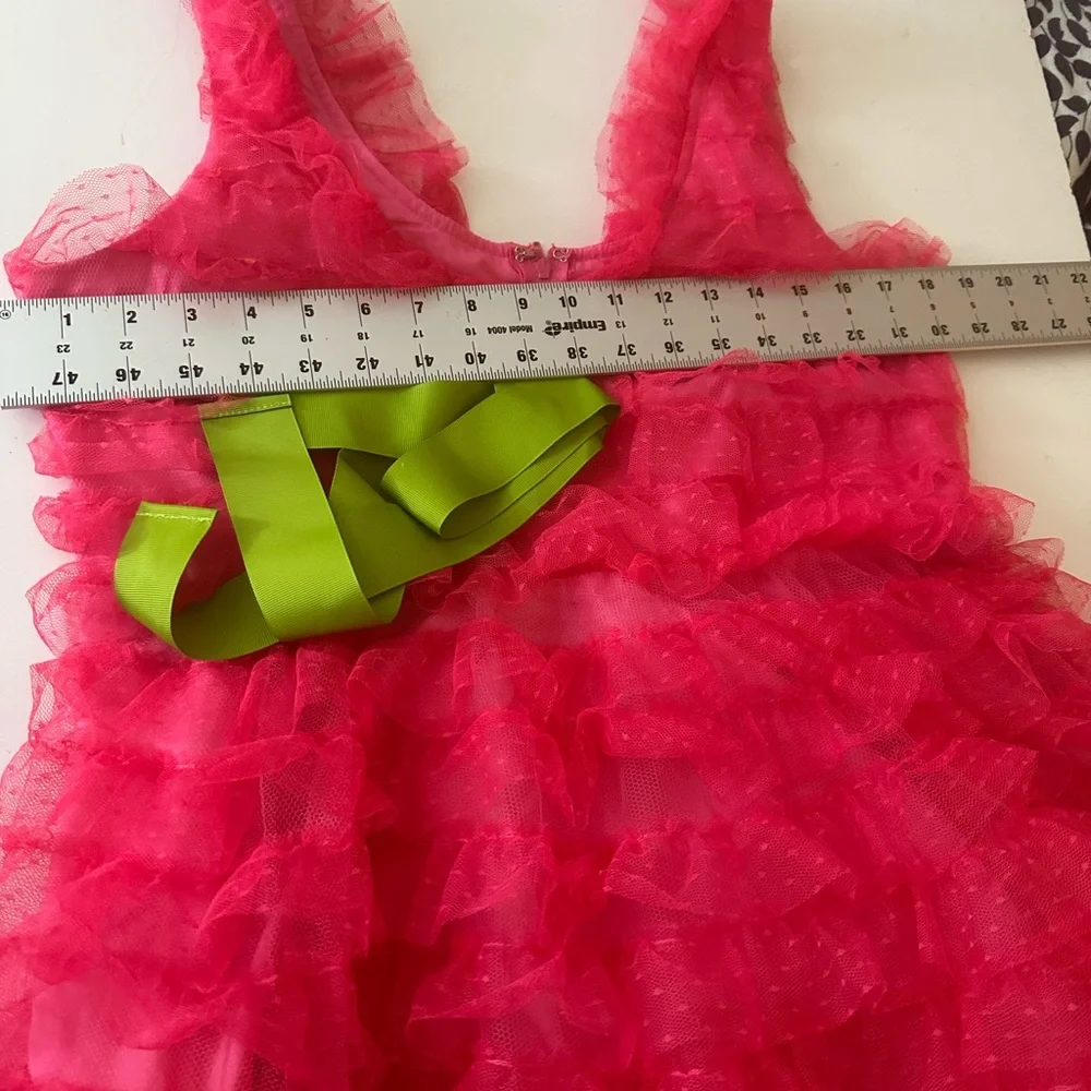 Smak Parlour X Unique Vintage1960s Hot Pink Bow Cupcake EmpireWaist Dress NWOT M - Picture 14 of 16